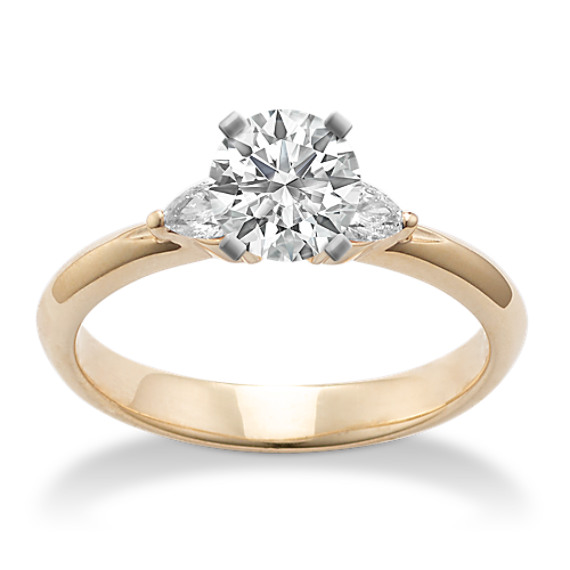 Three-Stone Pear Shaped Diamond Engagement Ring in 14k Yellow Gold Three-Stone Pear Shaped Diamond Engagement Ring in 14k Yellow Gold