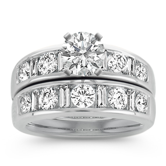 Round and Baguette Diamond Wedding Set Round and Baguette Diamond Wedding Set