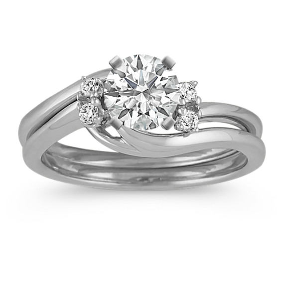 Swirl Wedding Set with Diamond Accents Swirl Wedding Set with Diamond Accents