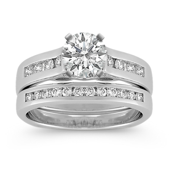 Round Diamond Channel-Set Wedding Set Round Diamond Channel-Set Wedding Set
