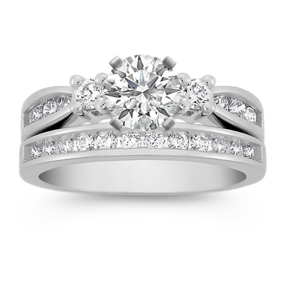 Three-Stone Diamond Wedding Set Three-Stone Diamond Wedding Set