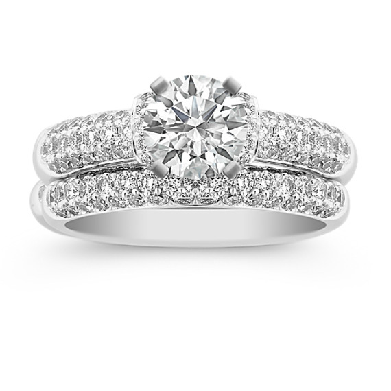 Triple Row Round Diamond Wedding Set in Platinum Triple Row Round Diamond Wedding Set in Platinum