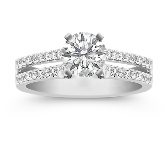 Classic Split Shank Round Diamond Cathedral Engagement Ring Classic Split Shank Round Diamond Cathedral Engagement Ring