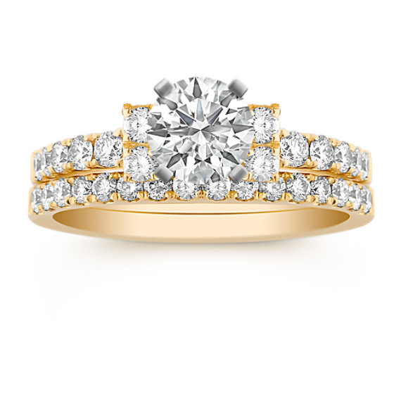 Round Diamond Wedding Set in 18k Gold Round Diamond Wedding Set in 18k Gold