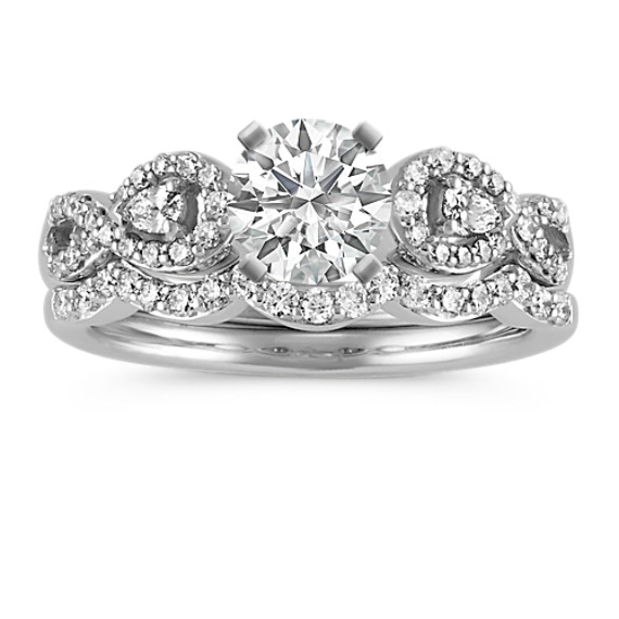 Infinity Pear-Shaped and Round Diamond Wedding Set with Pavé-Setting Infinity Pear-Shaped and Round Diamond Wedding Set with Pavé-Setting