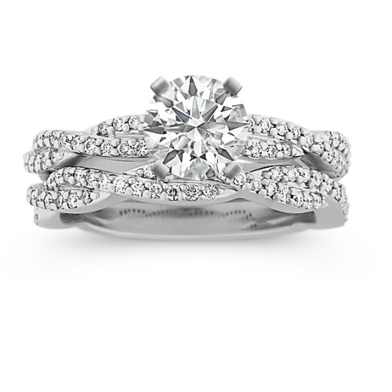 Infinity Diamond Wedding Set with Pavé Setting Infinity Diamond Wedding Set with Pavé Setting