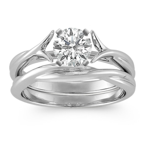 Crisscross Solitaire White Gold Wedding Set Crisscross Solitaire White Gold Wedding Set