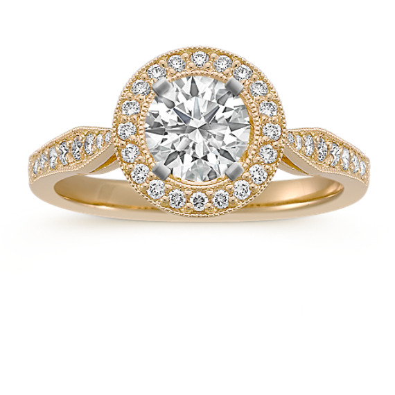 Halo Diamond 18k Gold Engagement Ring Halo Diamond 18k Gold Engagement Ring
