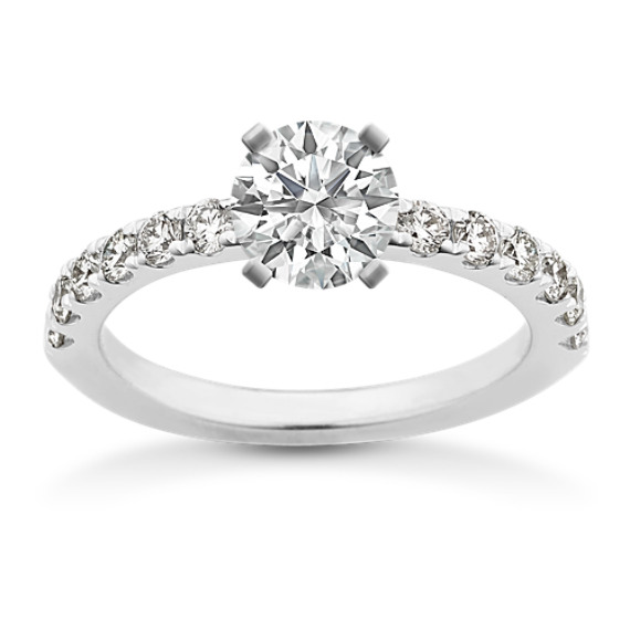 Diamond Engagement Ring with Pavé Setting Diamond Engagement Ring with Pavé Setting