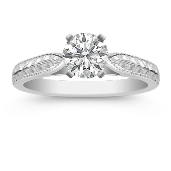 14k White Gold Engraved Engagement Ring 14k White Gold Engraved Engagement Ring