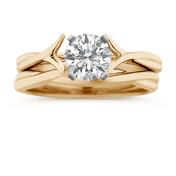 Swirl Solitaire Yellow Gold Wedding Set Swirl Solitaire Yellow Gold Wedding Set