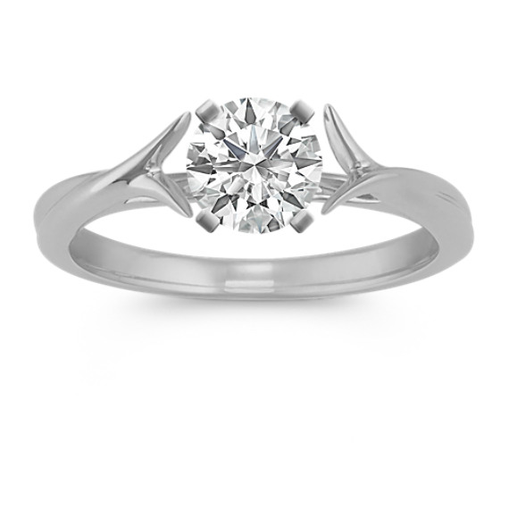 Crossover Swirl Solitaire 14k White Gold Cathedral Engagement Ring Crossover Swirl Solitaire 14k White Gold Cathedral Engagement Ring