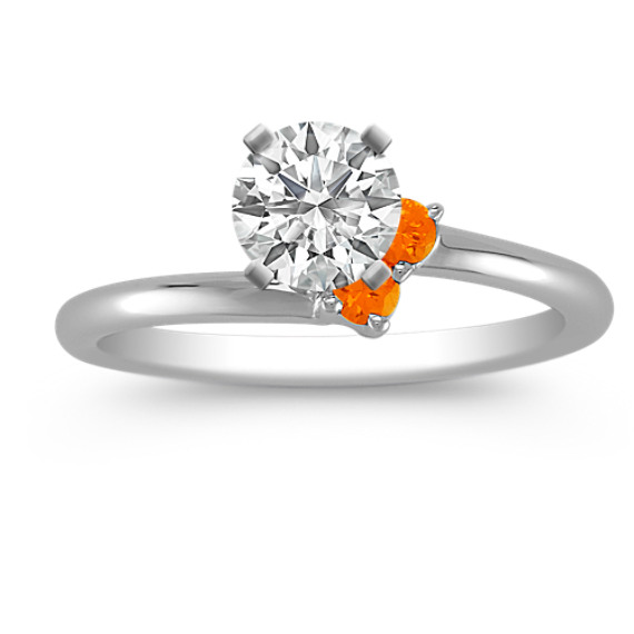 Round Orange Sapphire Ring Round Orange Sapphire Ring