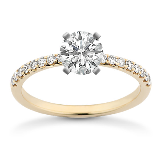 Diamond Engagement Ring with Pavé Setting in 14k Yellow Gold Diamond Engagement Ring with Pavé Setting in 14k Yellow Gold