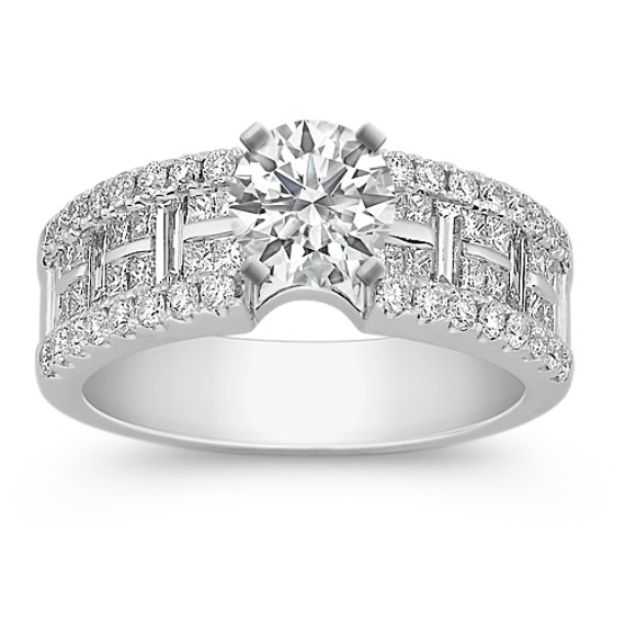 Round, Princess Cut, and Baguette Diamond Engagement Ring Round, Princess Cut, and Baguette Diamond Engagement Ring