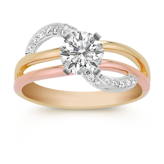 Round Diamond Ring in Tri-Tone Gold Round Diamond Ring in Tri-Tone Gold
