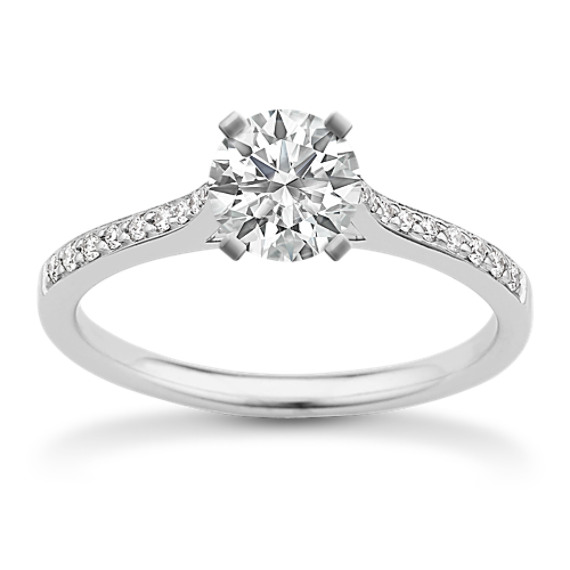 Cathedral Diamond Engagement Ring with Pavé Setting Cathedral Diamond Engagement Ring with Pavé Setting