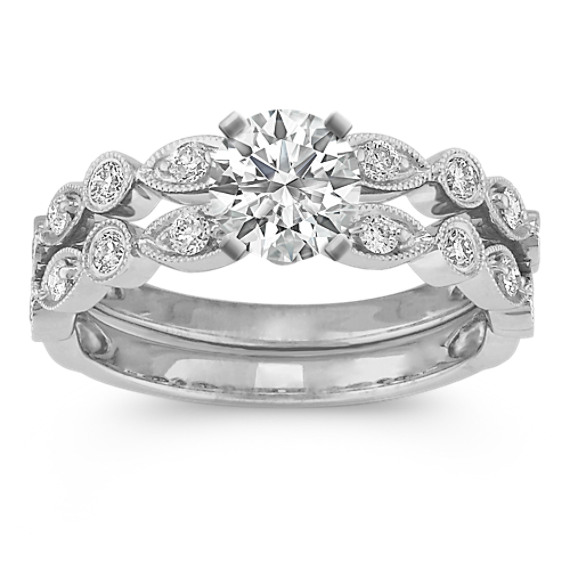 Vintage Round Diamond Wedding Set Vintage Round Diamond Wedding Set