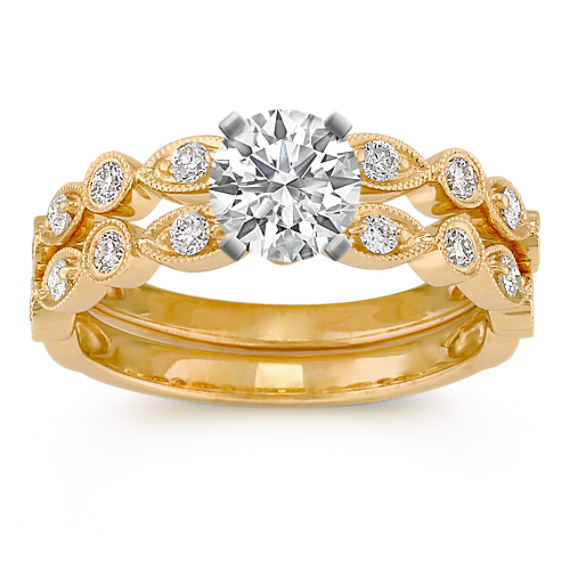 Alternating Bezel Set Round Diamond Wedding Set Alternating Bezel Set Round Diamond Wedding Set