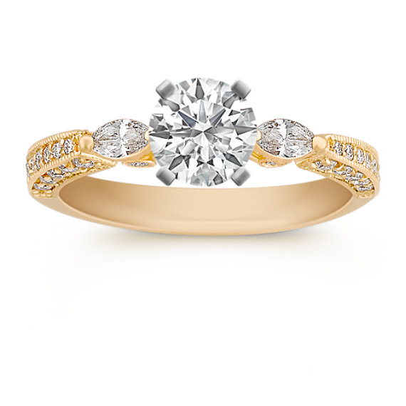 Marquise and Round Diamond 18k Gold Engagement Ring Marquise and Round Diamond 18k Gold Engagement Ring