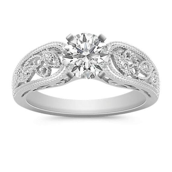 Vintage Diamond Engagement Ring with Pavé Setting Vintage Diamond Engagement Ring with Pavé Setting