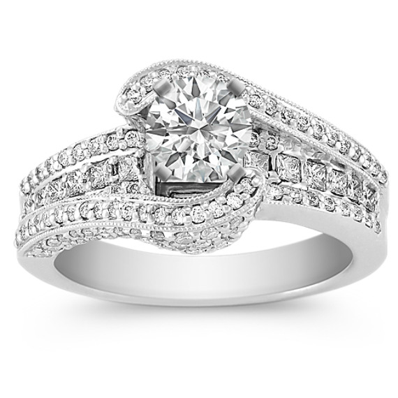 Princess Cut and Round Diamond Engagement Ring Princess Cut and Round Diamond Engagement Ring