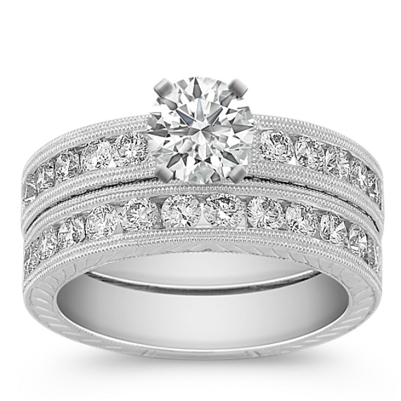 Round Diamond Wedding Set in Platinum Round Diamond Wedding Set in Platinum