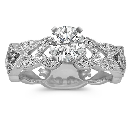 Vintage Diamond Engagement Ring with Pavé Setting Vintage Diamond Engagement Ring with Pavé Setting