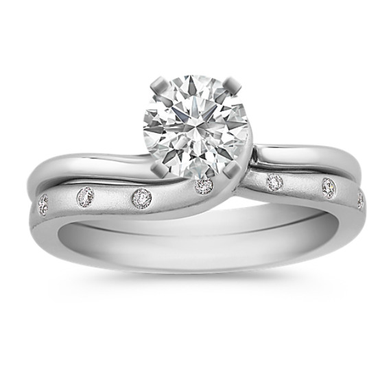 Swirl Diamond Wedding Set for Her Swirl Diamond Wedding Set for Her