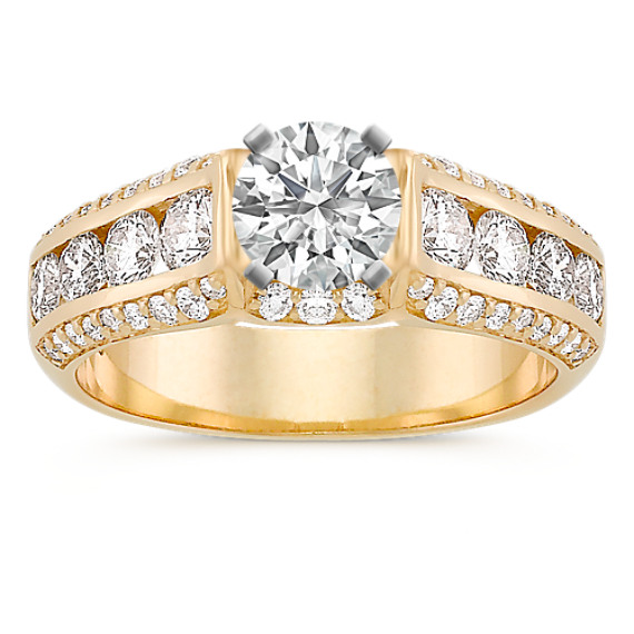 Channel-Set Round Diamond Cathedral Engagement Ring Channel-Set Round Diamond Cathedral Engagement Ring