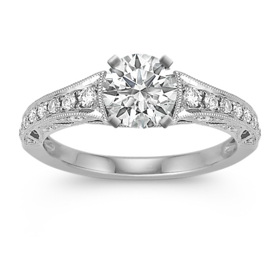 Vintage Diamond Engagement Ring with Pavé Setting Vintage Diamond Engagement Ring with Pavé Setting