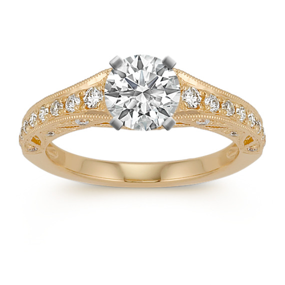 Vintage Diamond Engagement Ring with Pavé Setting Vintage Diamond Engagement Ring with Pavé Setting