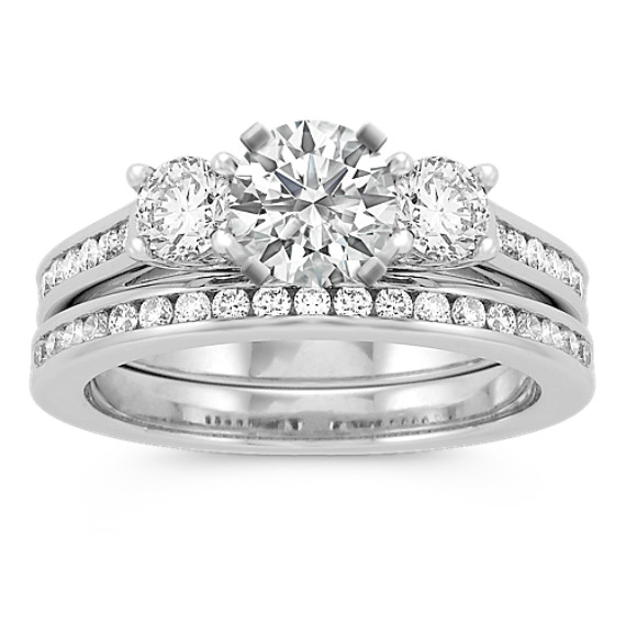 Cathedral Three-Stone Diamond Wedding Set Cathedral Three-Stone Diamond Wedding Set