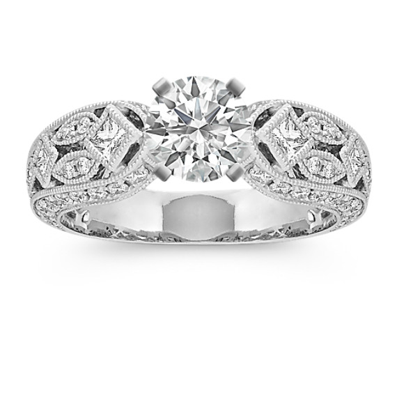 Bezel-Set Princess Cut and Round Diamond Engagement Ring Bezel-Set Princess Cut and Round Diamond Engagement Ring