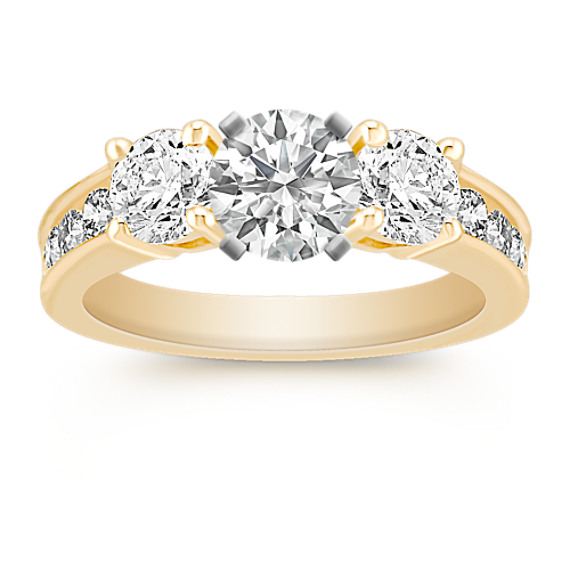Three-Stone Diamond Engagement Ring with Channel-Setting Three-Stone Diamond Engagement Ring with Channel-Setting