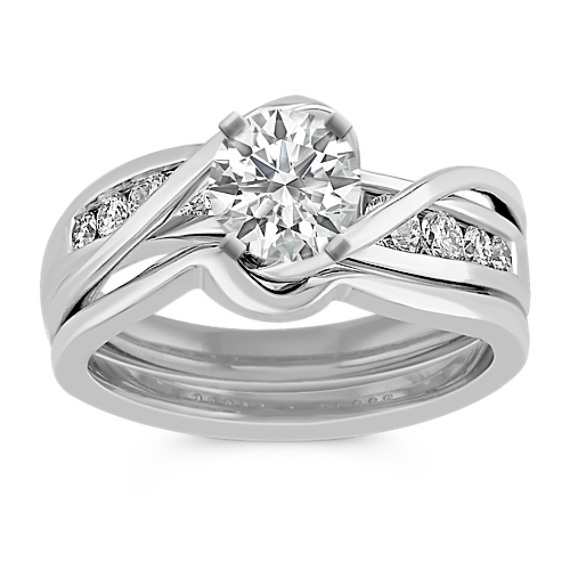 Swirl Over Channel Set Diamond Wedding Set with Channel-Setting Swirl Over Channel Set Diamond Wedding Set with Channel-Setting