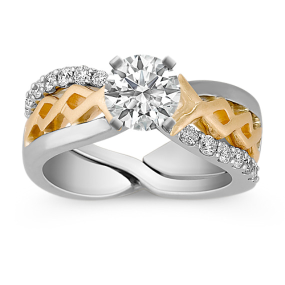 Diamond Two-Tone Wedding Set with Pavé Setting Diamond Two-Tone Wedding Set with Pavé Setting