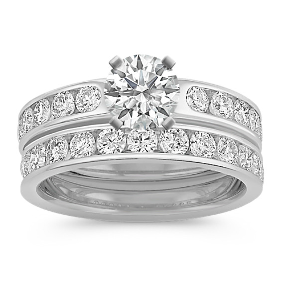 Diamond Platinum Wedding Set with Channel-Setting Diamond Platinum Wedding Set with Channel-Setting