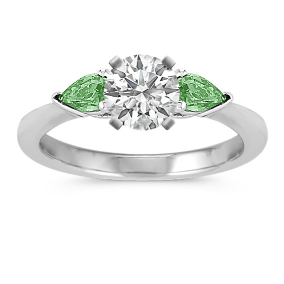 Three-Stone Pear-Shaped Green Sapphire Engagement Ring Three-Stone Pear-Shaped Green Sapphire Engagement Ring