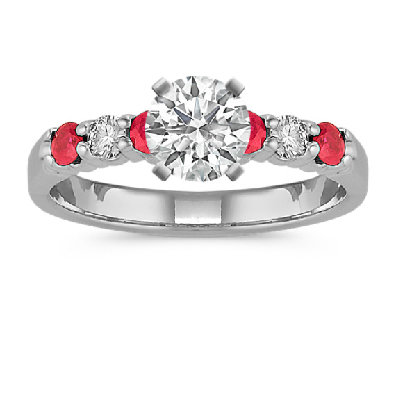Round Ruby and Diamond Engagement Ring Round Ruby and Diamond Engagement Ring