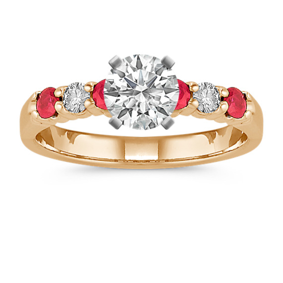 Round Ruby and Diamond Engagement Ring Round Ruby and Diamond Engagement Ring