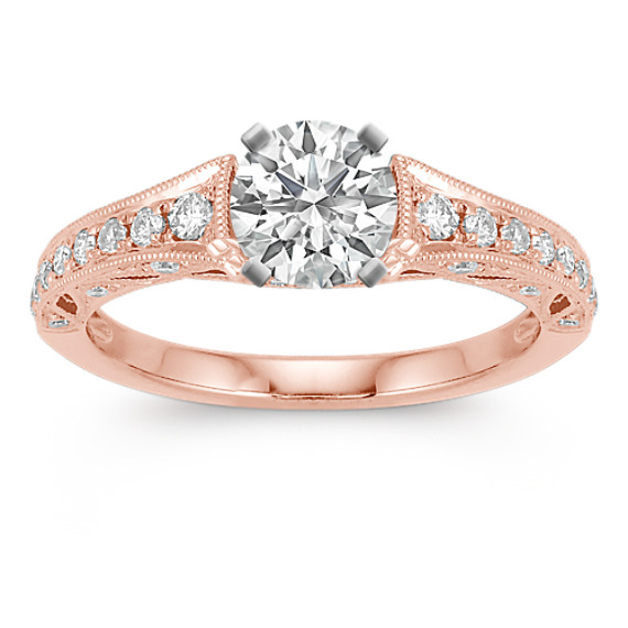 Vintage Cathedral Diamond Engagement Ring in 14k Rose Gold Vintage Cathedral Diamond Engagement Ring in 14k Rose Gold