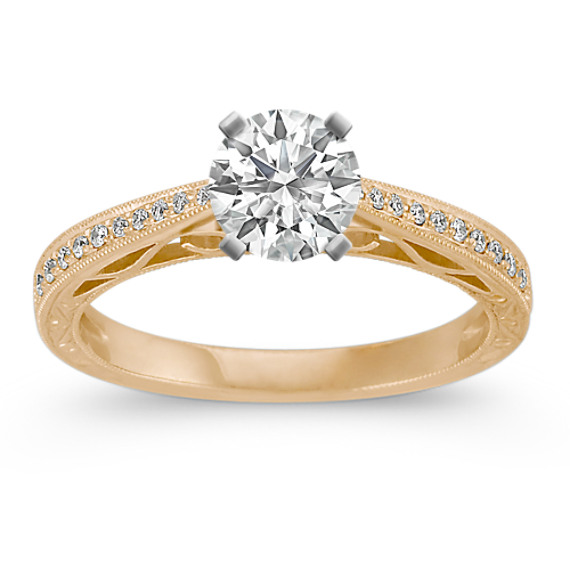 Vintage Cathedral Diamond Engagement Ring in 14k Yellow Gold Vintage Cathedral Diamond Engagement Ring in 14k Yellow Gold