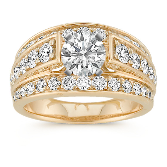 Cathedral Diamond Engagement Ring with Pavé Setting Cathedral Diamond Engagement Ring with Pavé Setting