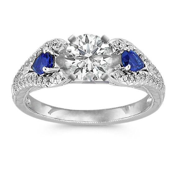 Vintage Pear-Shaped Sapphire and Round Diamond Platinum Engagement Ring Vintage Pear-Shaped Sapphire and Round Diamond Platinum Engagement Ring