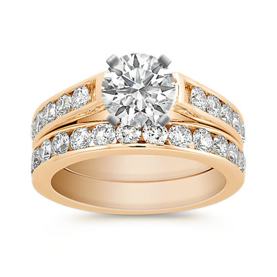 Cathedral Diamond Wedding Set with Channel-Setting Cathedral Diamond Wedding Set with Channel-Setting