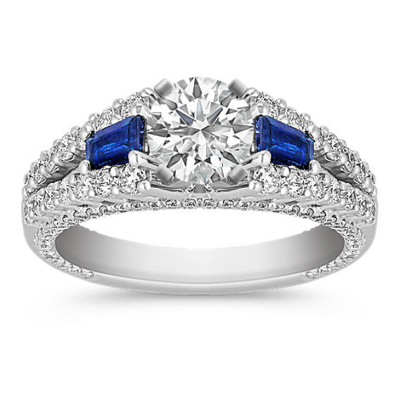 Baguette Sapphire and Diamond Engagement Ring Baguette Sapphire and Diamond Engagement Ring