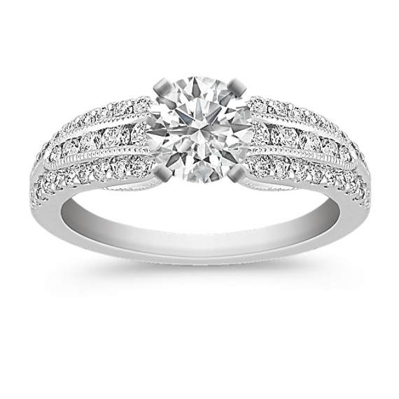 Vintage Diamond Engagement Ring with Pavé and Channel-Setting Vintage Diamond Engagement Ring with Pavé and Channel-Setting