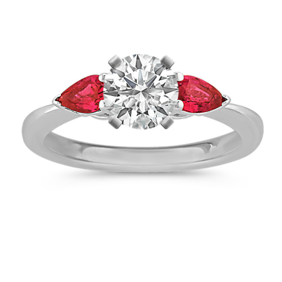 Three-Stone Pear-Shaped Ruby Engagement Ring Three-Stone Pear-Shaped Ruby Engagement Ring