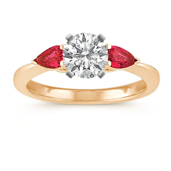 Three-Stone Pear-Shaped Ruby Engagement Ring Three-Stone Pear-Shaped Ruby Engagement Ring